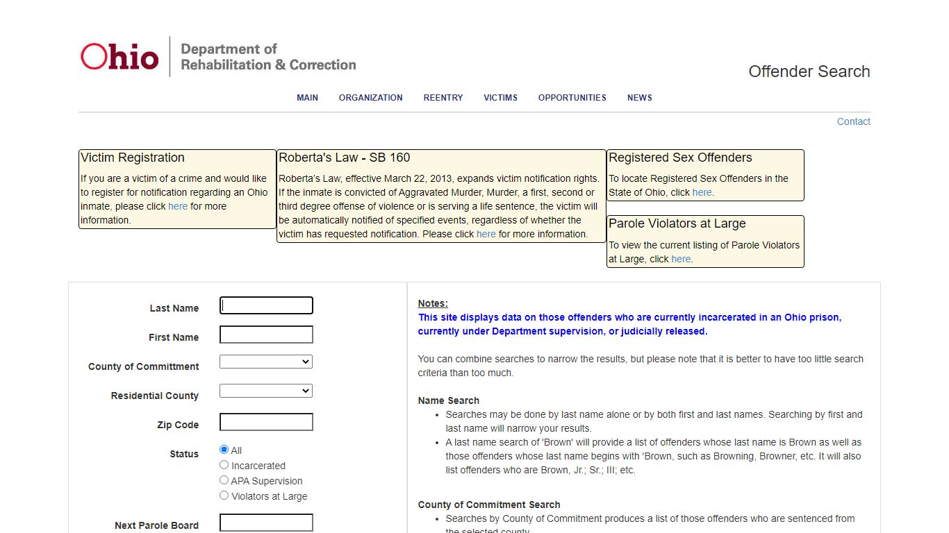 Offender Search - Ohio